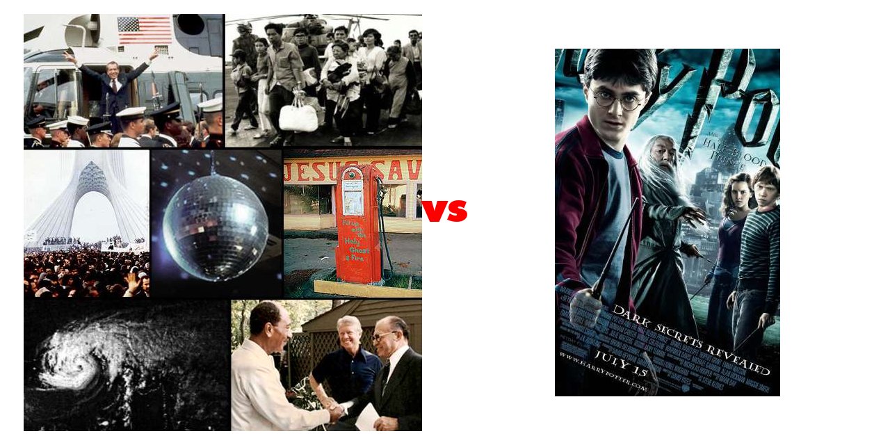 The 1970s vs Harry Potter and the Half-Blood Prince on The Big Fat List